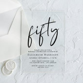 Invitations En Acrylique Chic Script 50e fête d'anniversaire