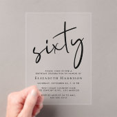 Invitations En Acrylique Chic Script 60e fête d'anniversaire (In situ (ordinateur de poche))