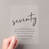 Invitations En Acrylique Chic Script 70th Birthday Party (In situ (ordinateur de poche))