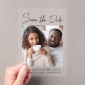 Invitations En Acrylique Chic Script Photo Enregistrer la date (In situ (ordinateur de poche))