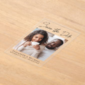 Invitations En Acrylique Chic Script Photo Enregistrer la date (Poser)