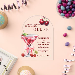 Invitations En Acrylique Chic Un Peu Plus Vieille Martini Cerise 95e Annive