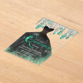 Invitations En Acrylique Chic vert noir robe cristal gouttes Quinceanera (Poser)