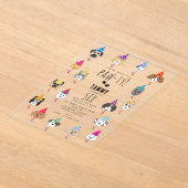 Invitations En Acrylique Chiens de fête d'anniversaire Pawty mignons (Poser)