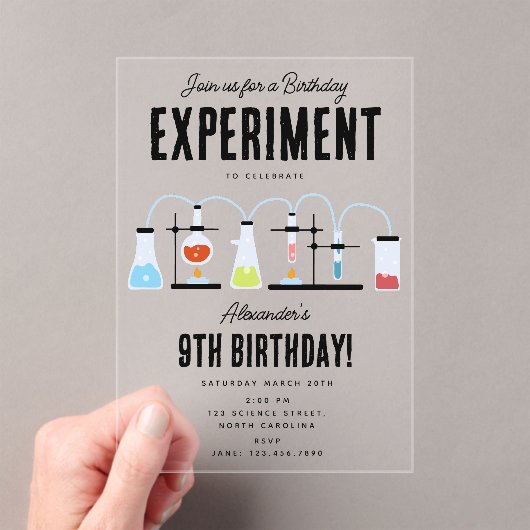 Invitations En Acrylique Chimie Science Test Tubes Anniversaire de enfant P (In situ (ordinateur de poche))