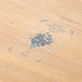 Invitations En Acrylique Chinoiserie Elégant Bouquet Bleu Mariage victorien (Poser)