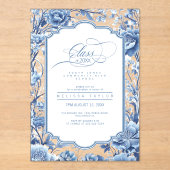 Invitations En Acrylique Chinoiserie Floral Border Graduation ID1098 (Recto)