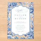 Invitations En Acrylique Chinoiserie Frontière Florale ID1094 (Recto)