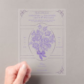 Invitations En Acrylique Chinoiserie Purple Rose Bouquet Mariage victorien (In situ (ordinateur de poche))