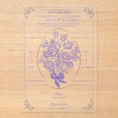 Invitations En Acrylique Chinoiserie Purple Rose Bouquet Mariage victorien (Recto)