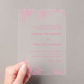 Invitations En Acrylique Chinoiserie Toile Mariage rose (In situ (ordinateur de poche))