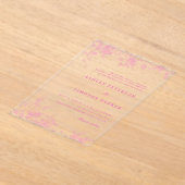 Invitations En Acrylique Chinoiserie Toile Mariage rose (Poser)