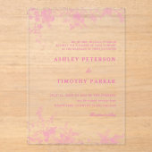 Invitations En Acrylique Chinoiserie Toile Mariage rose (Recto)