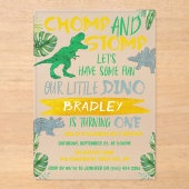 Invitations En Acrylique Chomp & Stomp ! Dinosaur Boys 1er anniversaire (Recto)
