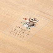 Invitations En Acrylique Chouette à l'aquarelle mignonne fête d'anniversair (Poser)