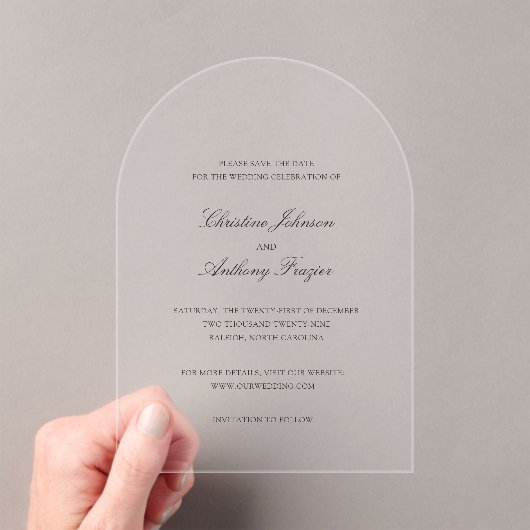 Invitations En Acrylique Christine Elegant Wedding Enregistrer la date (In situ (ordinateur de poche))