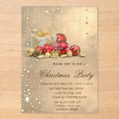 Invitations En Acrylique Christmas Balls présente Gold Christmas Party (Recto)