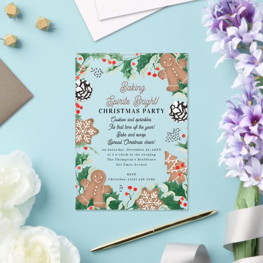 Invitations En Acrylique Christmas Cookie Swap Baking Spirits Bright (Insitu (Mariage))