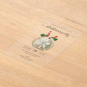 Invitations En Acrylique Christmas Party Sand Dollar Holly Berries Coastal  (Poser)