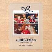 Invitations En Acrylique Christmas Present 3 Photo Collage (Recto)