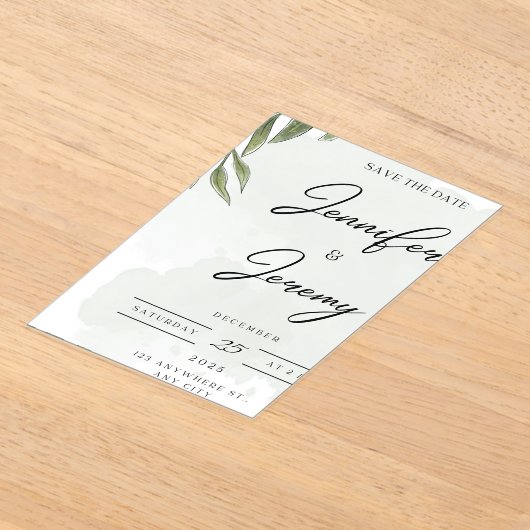 Invitations En Acrylique Christmas Save the Date Card Winter Wedding Pine  (Poser)