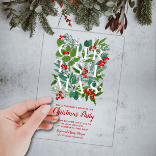Invitations En Acrylique CHRISTMAS verdure élégante