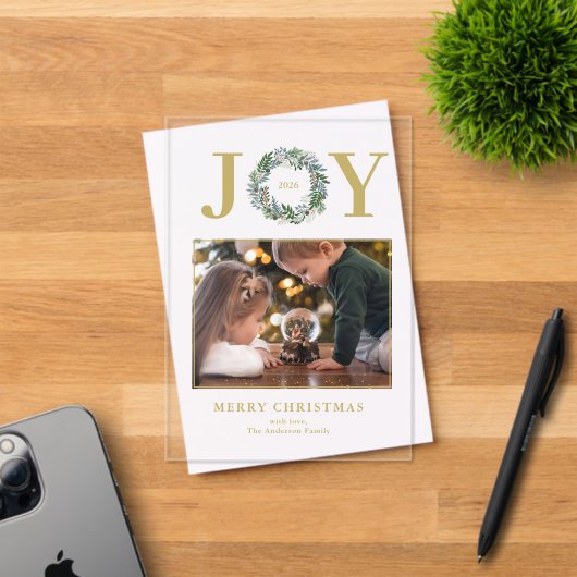 Invitations En Acrylique Christmas Wreath Photo (Insitu (Carte d'invitation))