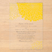 Invitations En Acrylique Chrysanthème jaune blanc élégant Mariage simple (Recto)