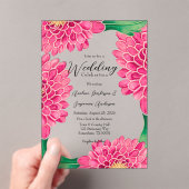 Invitations En Acrylique Chrysanthèmes rose Mariage Géométrique Or (In situ (ordinateur de poche))