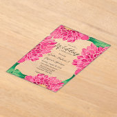 Invitations En Acrylique Chrysanthèmes rose Mariage Géométrique Or (Poser)