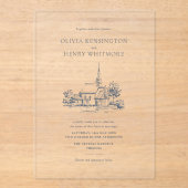 Invitations En Acrylique Church Venue Sketch Minimalist Wedding  (Recto)