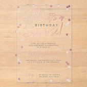 Invitations En Acrylique Chut... Surprise Anniversaire Rose Gold Foil Confe (Recto)