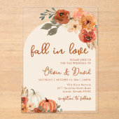 Invitations En Acrylique Chute en Amour Boho Floral Citrouille Automne Mari (Recto)