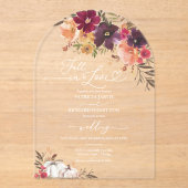 Invitations En Acrylique Chute en Amour Citrouille Mariage Bourgogne (Recto)