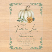 Invitations En Acrylique Chute en amour Citrouille Sage Mariage vert (Recto)