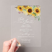 Invitations En Acrylique Chute en amour Mariage de tournesols verdoyants (In situ (ordinateur de poche))