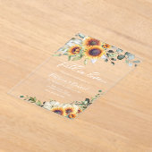 Invitations En Acrylique Chute en amour Mariage de tournesols verdoyants (Poser)