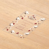 Invitations En Acrylique Chute fleur sauvage bordeaux crème boho clair mari (Poser)