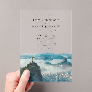 Invitations En Acrylique Ciel de Rio Aquarelle Destination Brésil Mariage