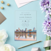 Invitations En Acrylique Cincinnati City Skyline Watercolor Wedding (Insitu (Mariage))