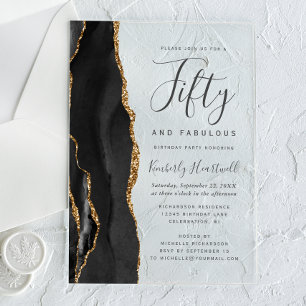 Invitations En Acrylique Cinquante ans et Fabuleux Fête d'anniversaire en A