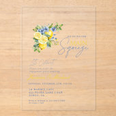 Invitations En Acrylique Citron bleu Floral Citrus (Recto)
