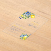 Invitations En Acrylique Citron bleu floral Fête des mariées (Poser)