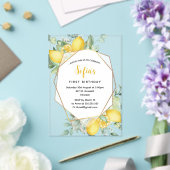 Invitations En Acrylique Citron jaune 1er anniversaire fête d'été (Insitu (Mariage))