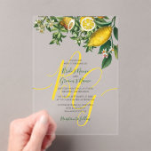Invitations En Acrylique Citron jaune rustique et feuillage Mariage de verd (In situ (ordinateur de poche))