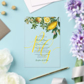 Invitations En Acrylique Citron jaune rustique et feuillage Mariage de verd (Insitu (Mariage))