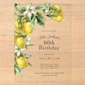 Invitations En Acrylique Citrons Aquarelle Rustique 60 ans (Recto)