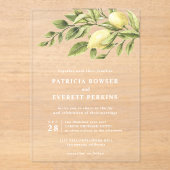 Invitations En Acrylique Citrons et mariage botanique feuille (Recto)