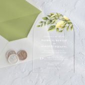 Invitations En Acrylique Citrons et mariage botanique feuille