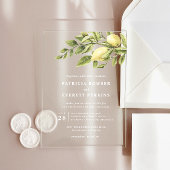 Invitations En Acrylique Citrons et mariage botanique feuille